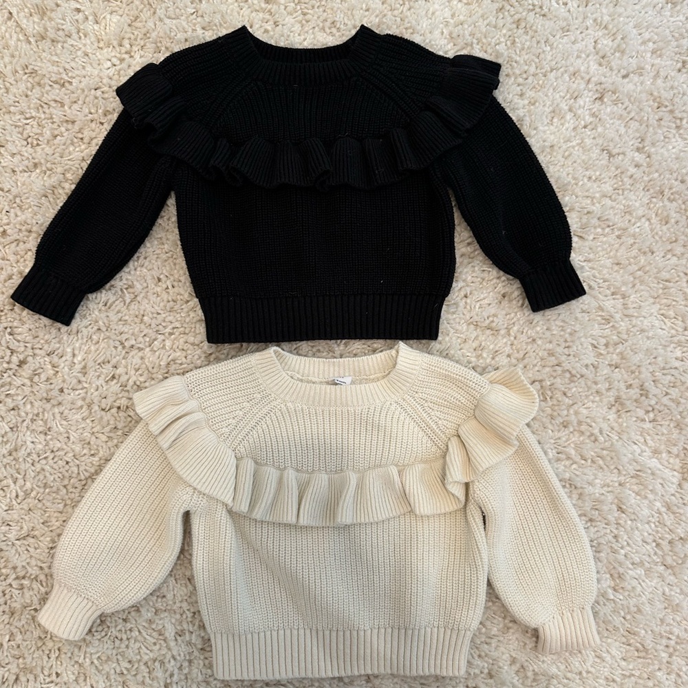 Gap Black and Cream Ruffle Sweaters
